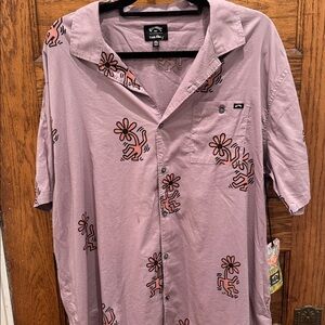 Billabong Light Pink Graphic Button Down Shirt
